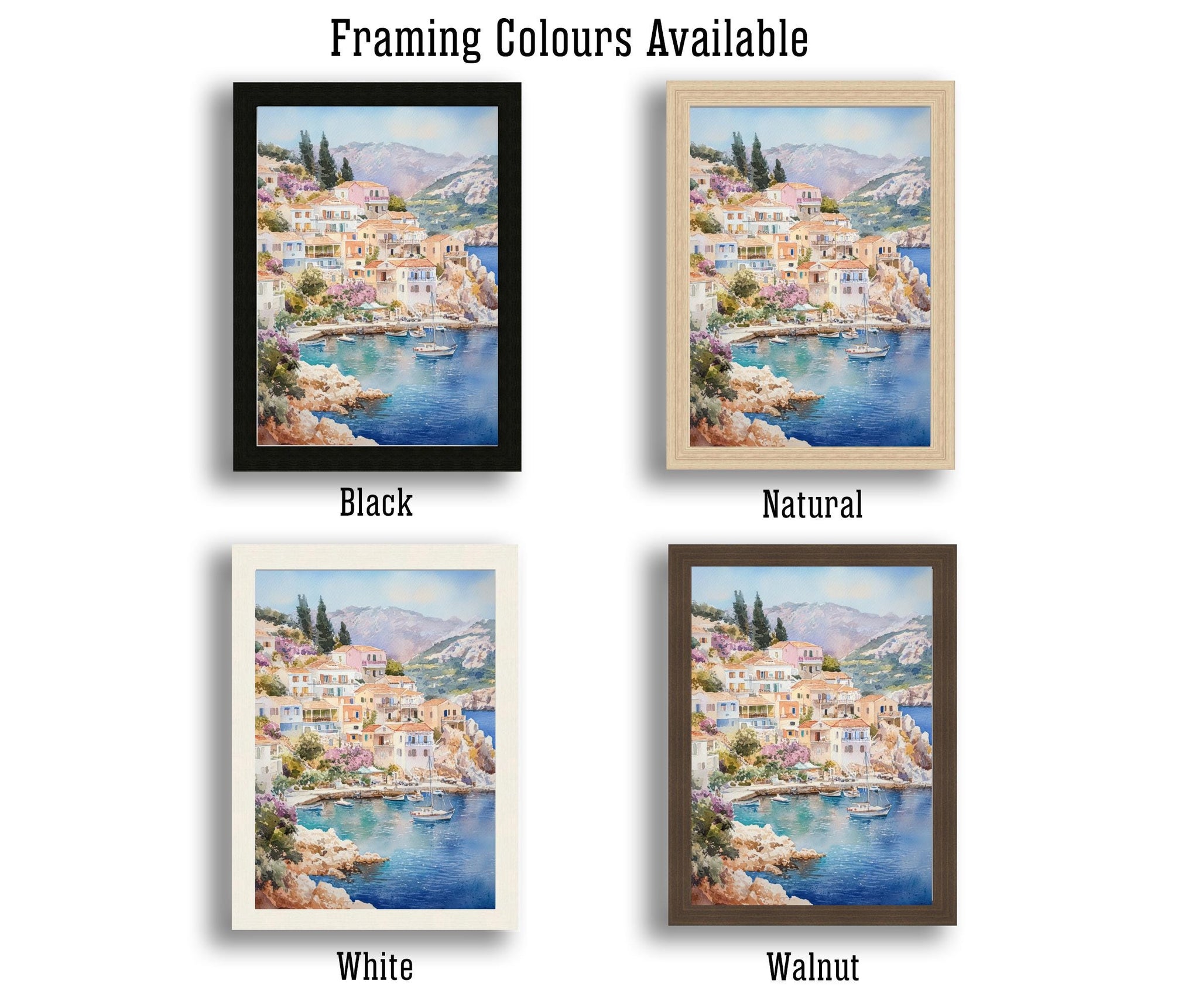 Kefalonia Greece Watercolor Painting Greek Island Art Kefalonia Print Scenic Mediterranean Decor Gift for Greece Lovers