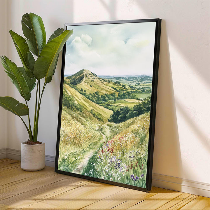 Malvern Hills Watercolor Painting UK Landscape Art Malvern Hills Print Scenic Countryside Decor Gift for Nature Lovers