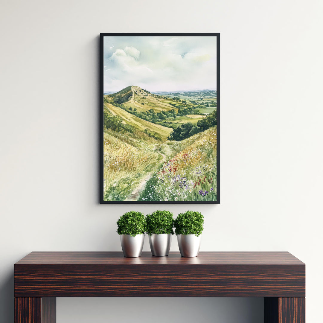 Malvern Hills Watercolor Painting UK Landscape Art Malvern Hills Print Scenic Countryside Decor Gift for Nature Lovers