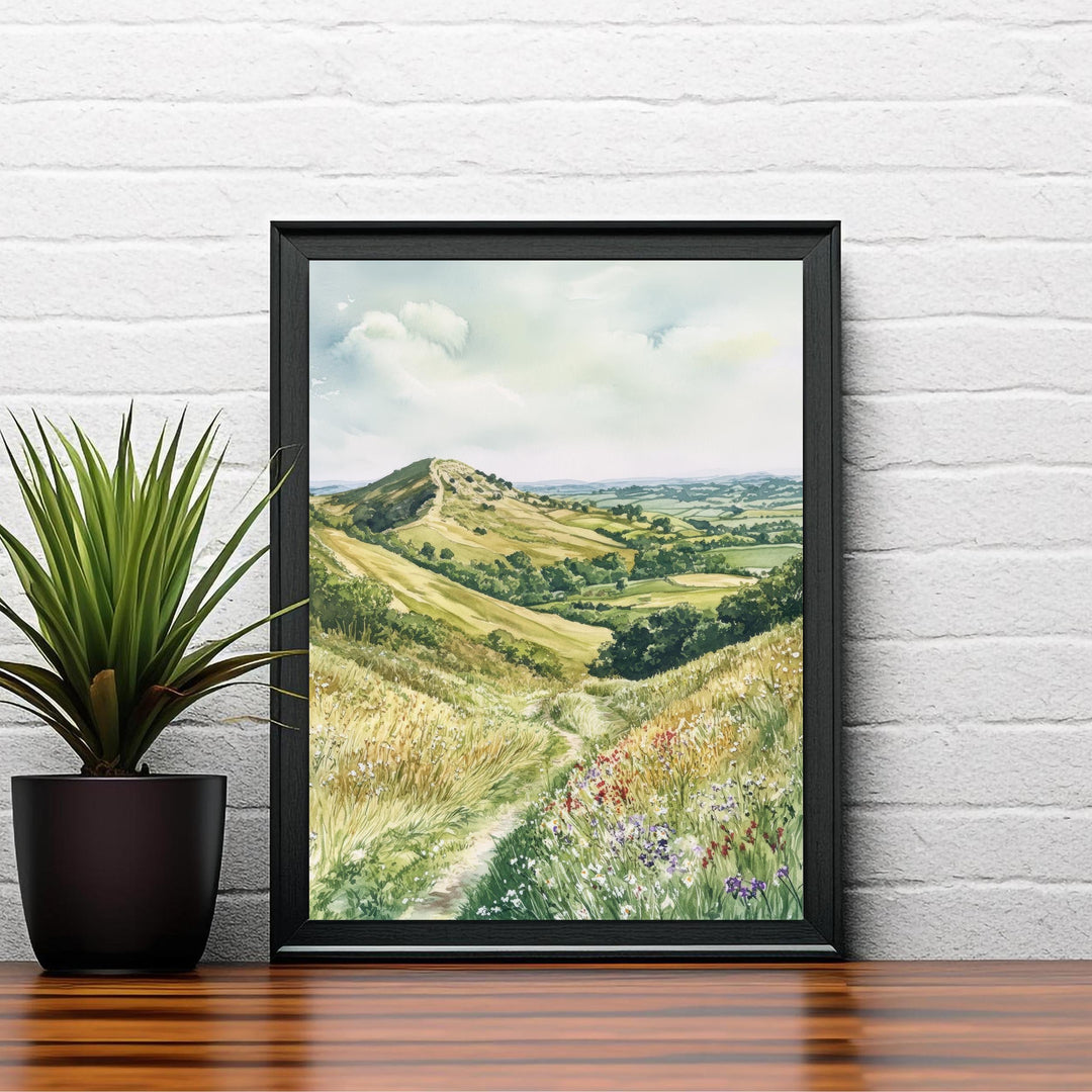 Malvern Hills Watercolor Painting UK Landscape Art Malvern Hills Print Scenic Countryside Decor Gift for Nature Lovers