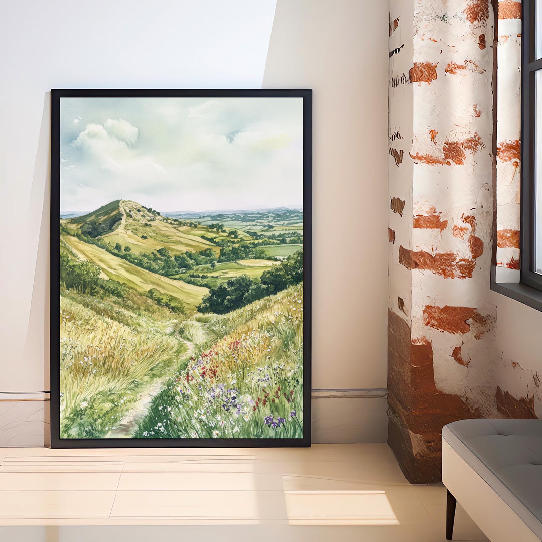 Malvern Hills Watercolor Painting UK Landscape Art Malvern Hills Print Scenic Countryside Decor Gift for Nature Lovers