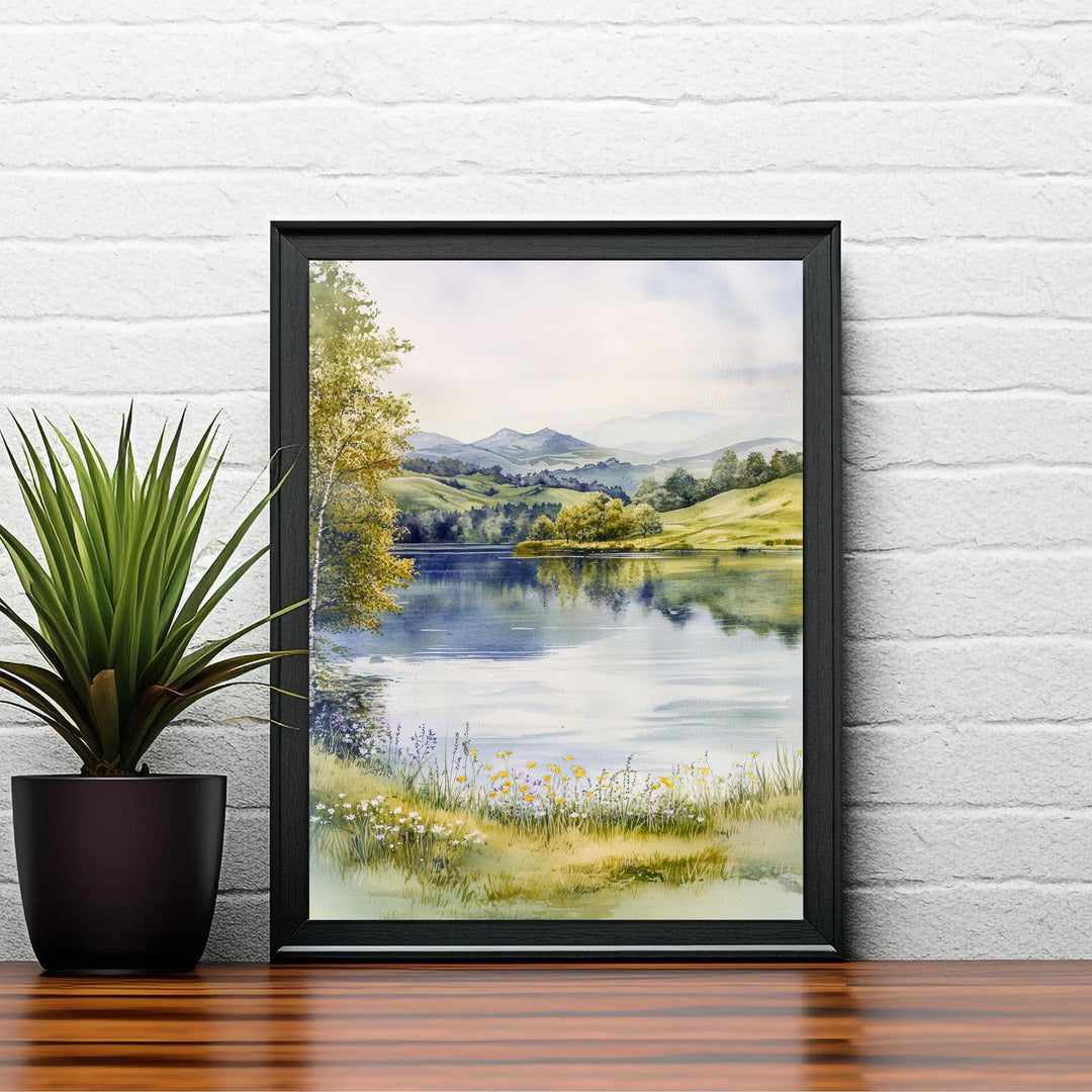 Tarn Hows Lake District Watercolor Poster UK Landscape Art Tarn Hows Print Scenic Lake District Decor Gift for Nature Lovers