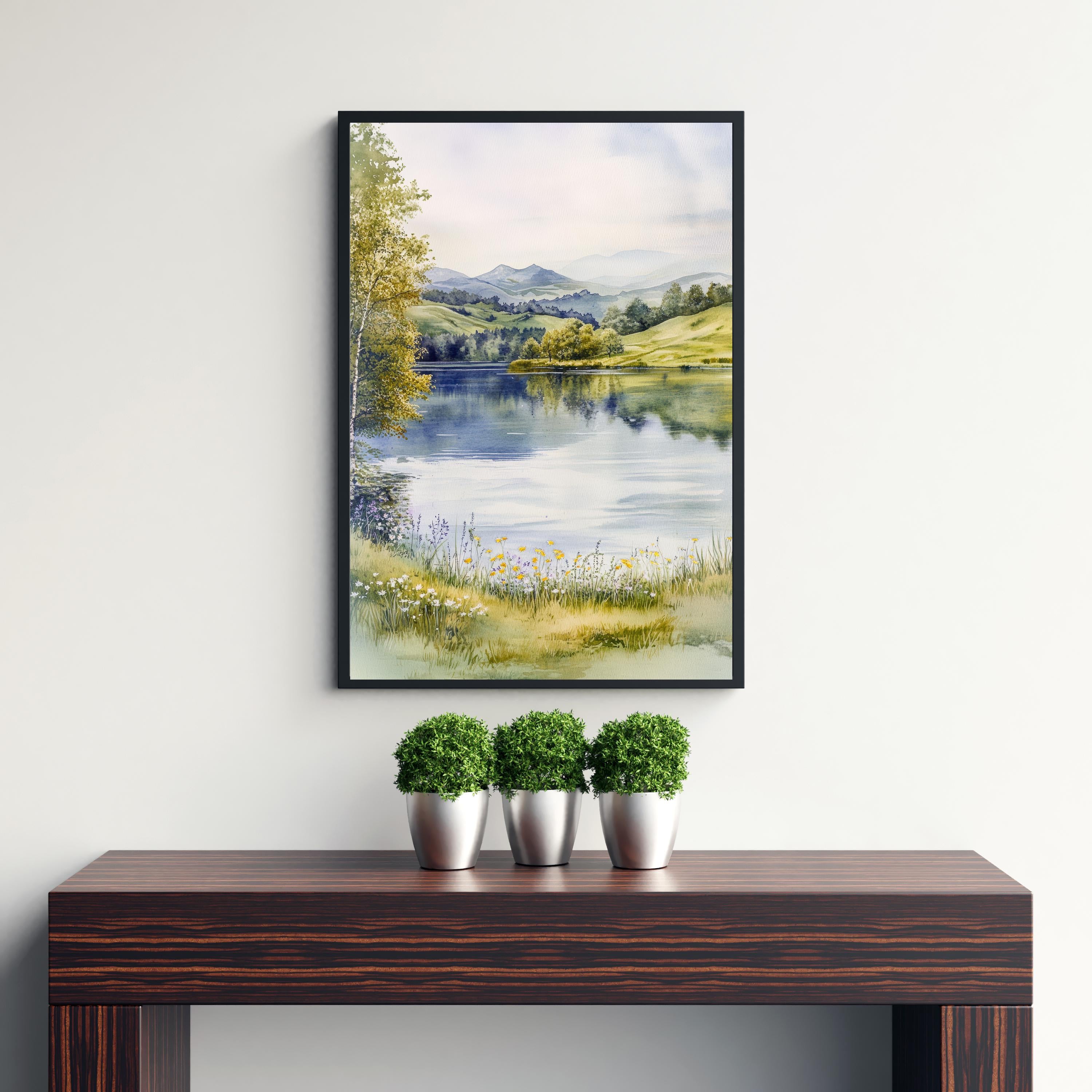 Tarn Hows Lake District Watercolor Poster UK Landscape Art Tarn Hows Print Scenic Lake District Decor Gift for Nature Lovers