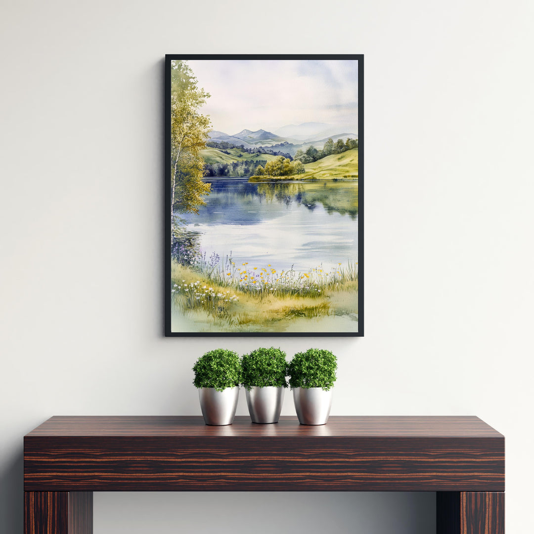 Tarn Hows Lake District Watercolor Poster UK Landscape Art Tarn Hows Print Scenic Lake District Decor Gift for Nature Lovers