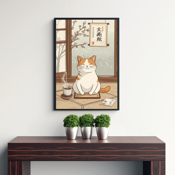 Yoga Meditating Cat Art Print Whimsical Poster Zen Animal Wall Art for Cozy Homes Yoga Rooms and Mindful Decor Spaces