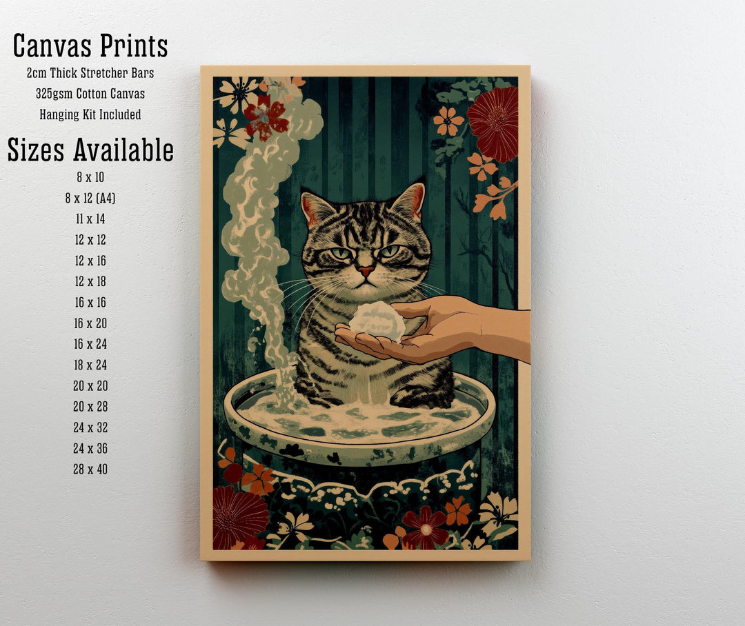 Grumpy Cat Japanese Art Print Whimsical Poster Ukiyo-e Style Cat Wall Art for Cozy Homes Funny Animal Decor and Cat Lover Spaces