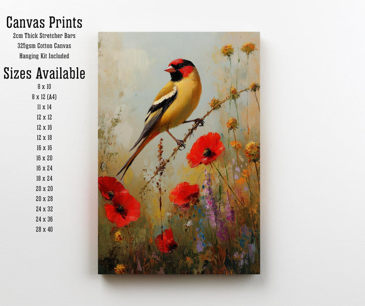 Goldfinch in Wild Flowers Art Print Vintage Nature Poster Cottagecore Wall Art for Cozy Homes Garden Decor and Bird Lover Spaces