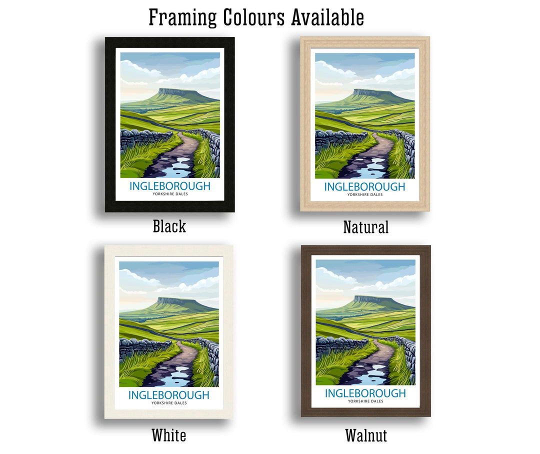 Ingleborough Travel Poster Yorkshire Dales Art Ingleborough Print Scenic Mountain Decor Gift for Hiking Lovers