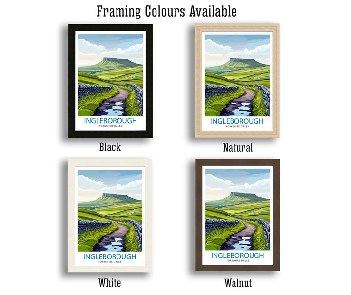 Ingleborough Travel Poster Yorkshire Dales Art Ingleborough Print Scenic Mountain Decor Gift for Hiking Lovers