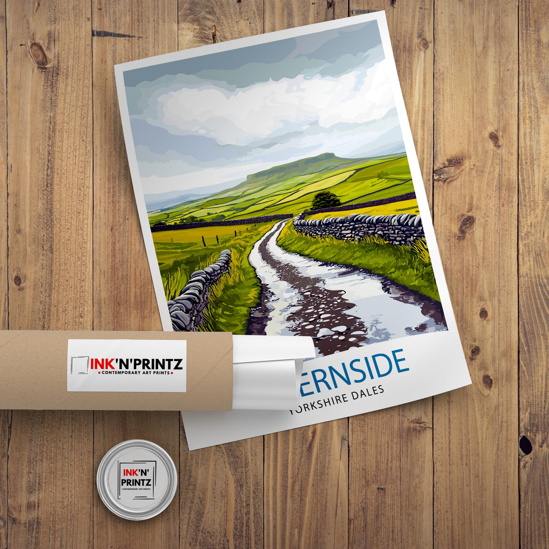 Whernside Travel Poster Yorkshire Dales Art Whernside Print Scenic Mountain Decor Gift for Hiking and Nature Lovers