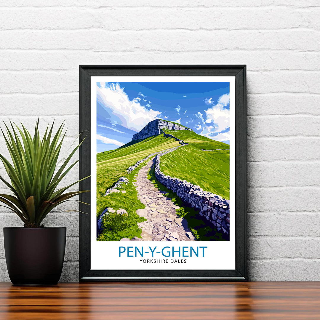 Pen Y Ghent Travel Poster Yorkshire Dales Art Pen Y Ghent Print Scenic Mountain Decor Gift for Hiking