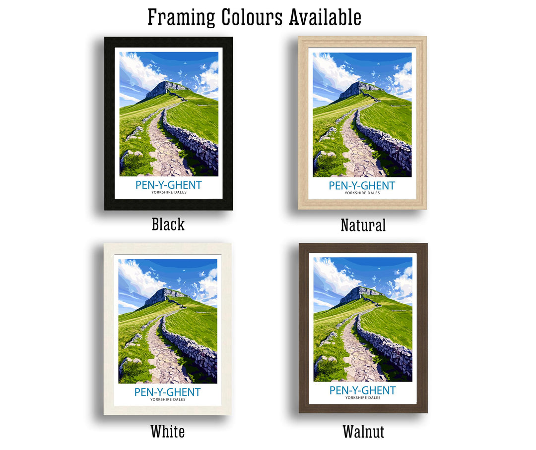 Pen Y Ghent Travel Poster Yorkshire Dales Art Pen Y Ghent Print Scenic Mountain Decor Gift for Hiking