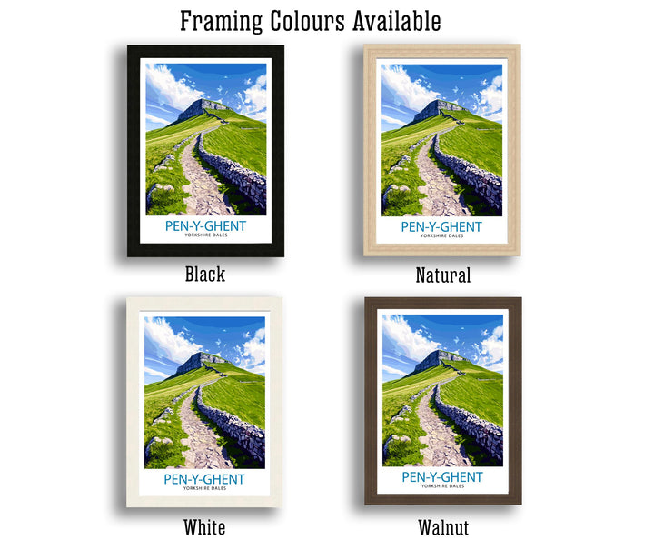 Pen Y Ghent Travel Poster Yorkshire Dales Art Pen Y Ghent Print Scenic Mountain Decor Gift for Hiking