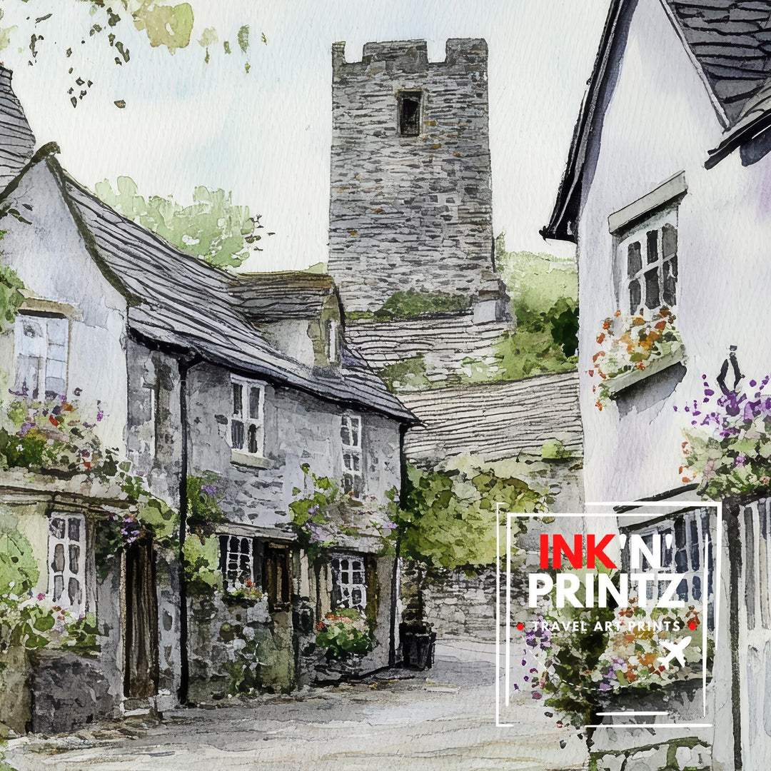 Cartmel Village Lake District Watercolor Painting Cartmel Print Scenic Village Decor Gift for Lake District Lovers