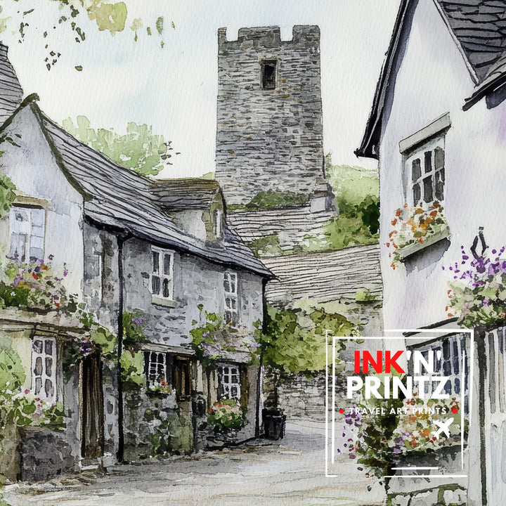 Cartmel Village Lake District Watercolor Painting Cartmel Print Scenic Village Decor Gift for Lake District Lovers
