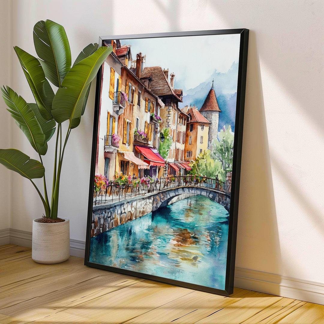 Annecy Watercolor Painting French Alps Art Annecy Print Scenic Lake Annecy Decor Gift for France Lovers
