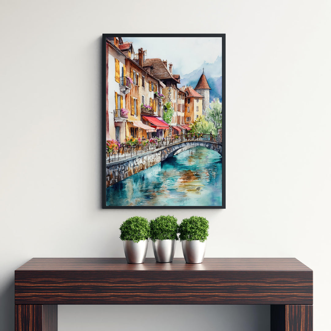 Annecy Watercolor Painting French Alps Art Annecy Print Scenic Lake Annecy Decor Gift for France Lovers