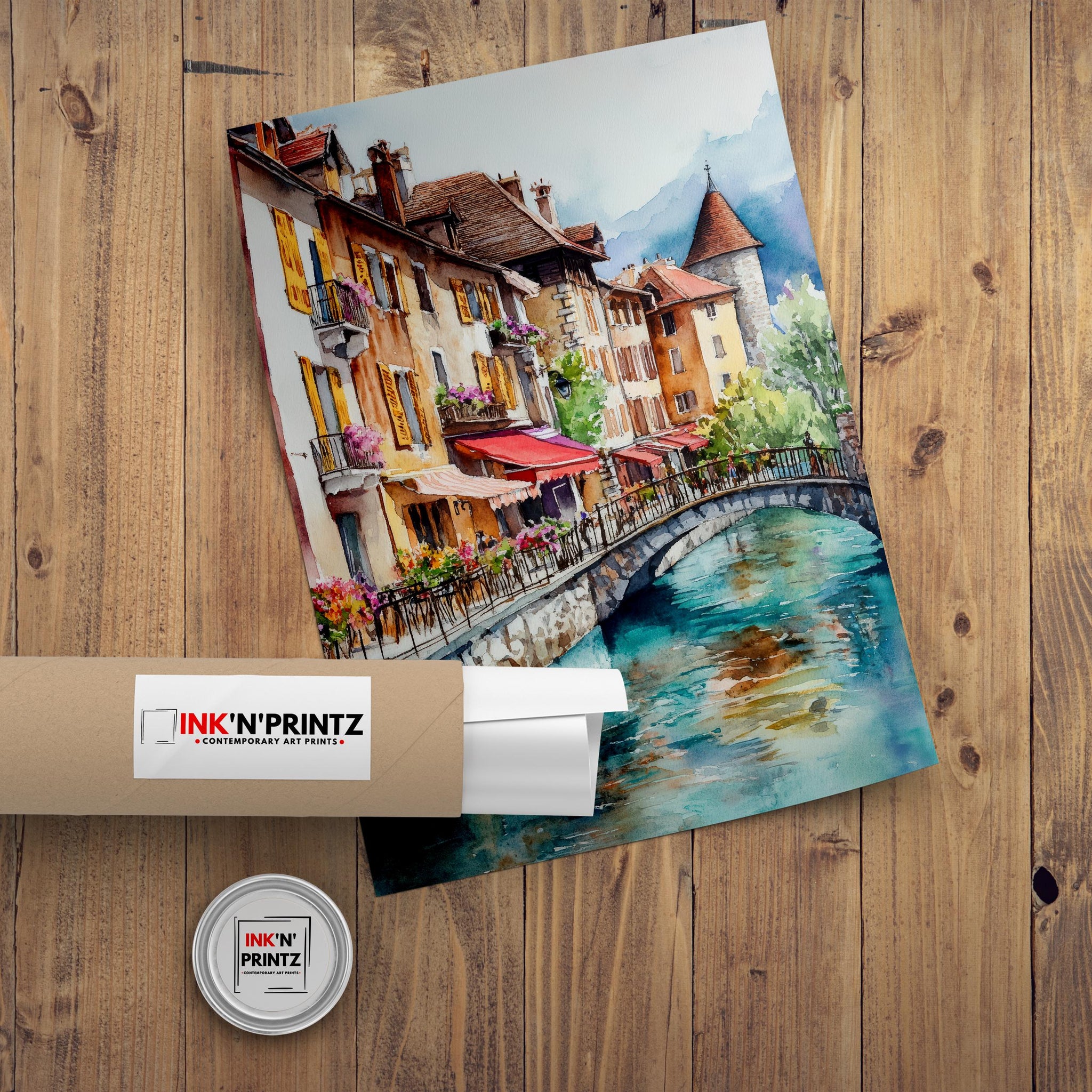 Annecy Watercolor Painting French Alps Art Annecy Print Scenic Lake Annecy Decor Gift for France Lovers