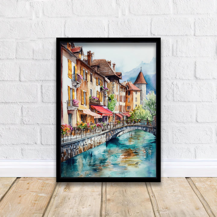 Annecy Watercolor Painting French Alps Art Annecy Print Scenic Lake Annecy Decor Gift for France Lovers