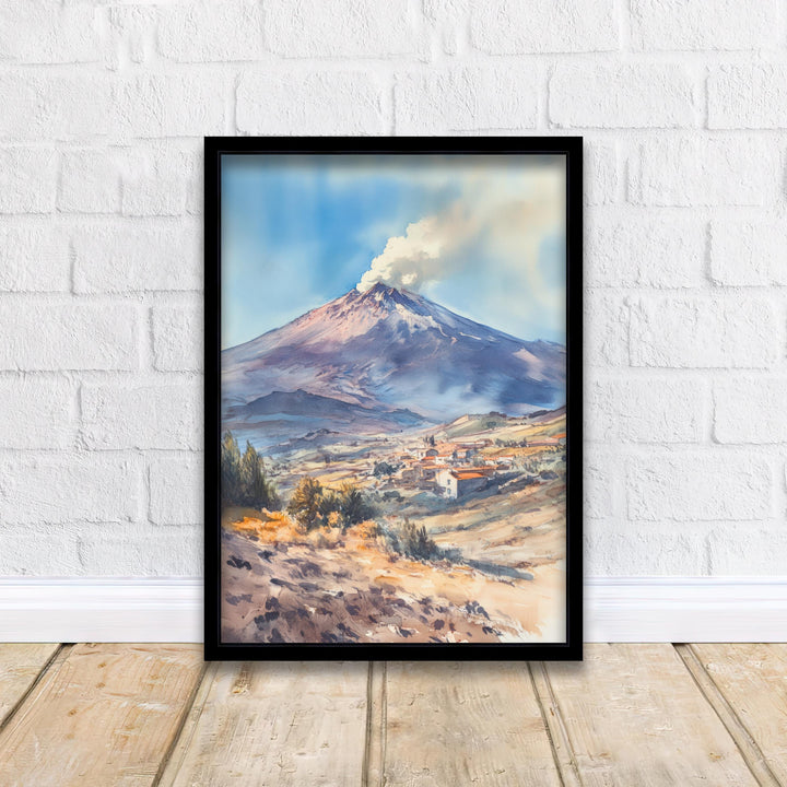 Mount Etna Watercolor Painting Sicily Volcano Art Mount Etna Print Scenic Mountain Decor Gift for Sicily Lovers