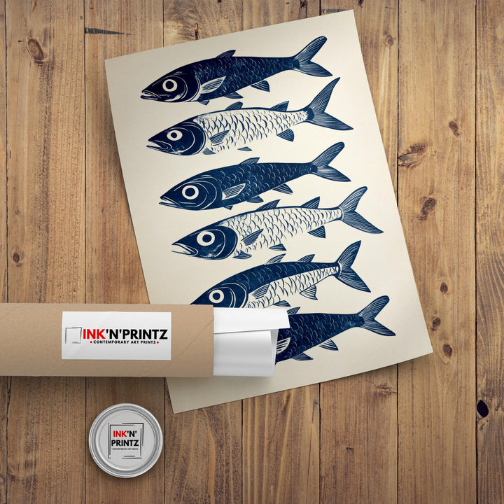 Mackerel Kitchen Poster Vintage Fish Art Print Coastal Kitchen Decor Nautical Wall Art for Cozy Homes and Seafood Lover Inspired Spaces