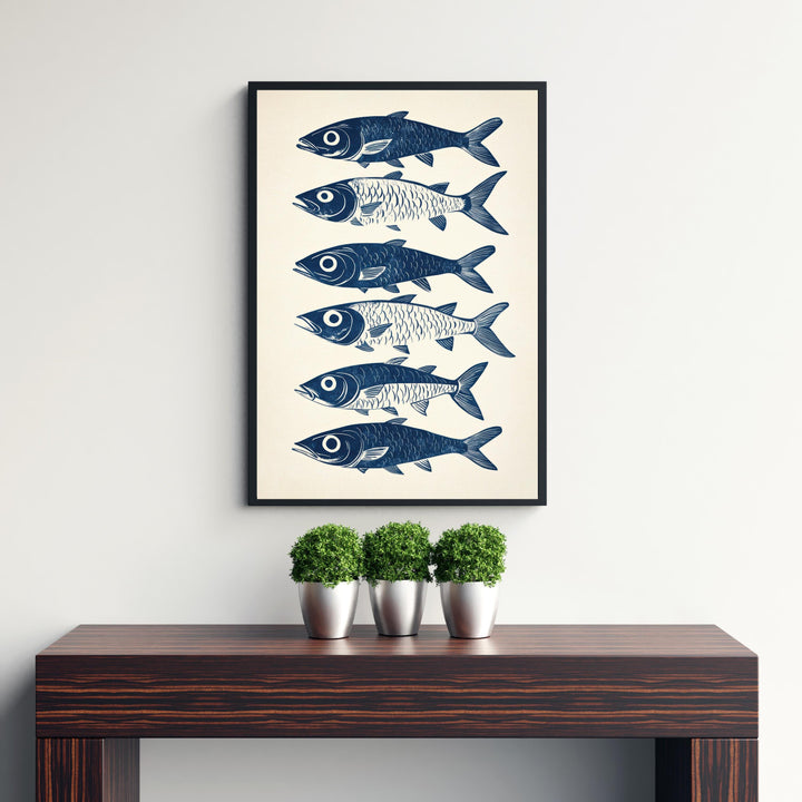 Mackerel Kitchen Poster Vintage Fish Art Print Coastal Kitchen Decor Nautical Wall Art for Cozy Homes and Seafood Lover Inspired Spaces
