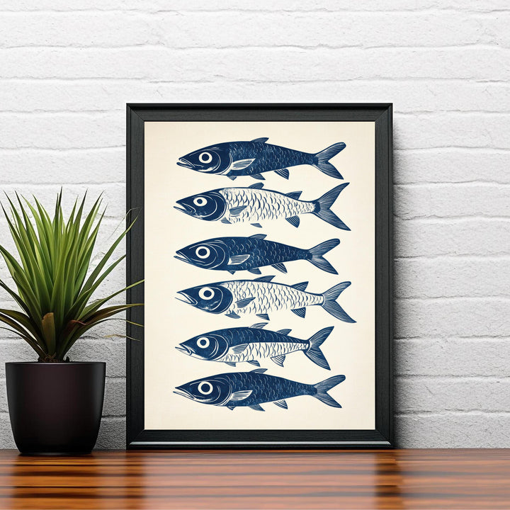Mackerel Kitchen Poster Vintage Fish Art Print Coastal Kitchen Decor Nautical Wall Art for Cozy Homes and Seafood Lover Inspired Spaces