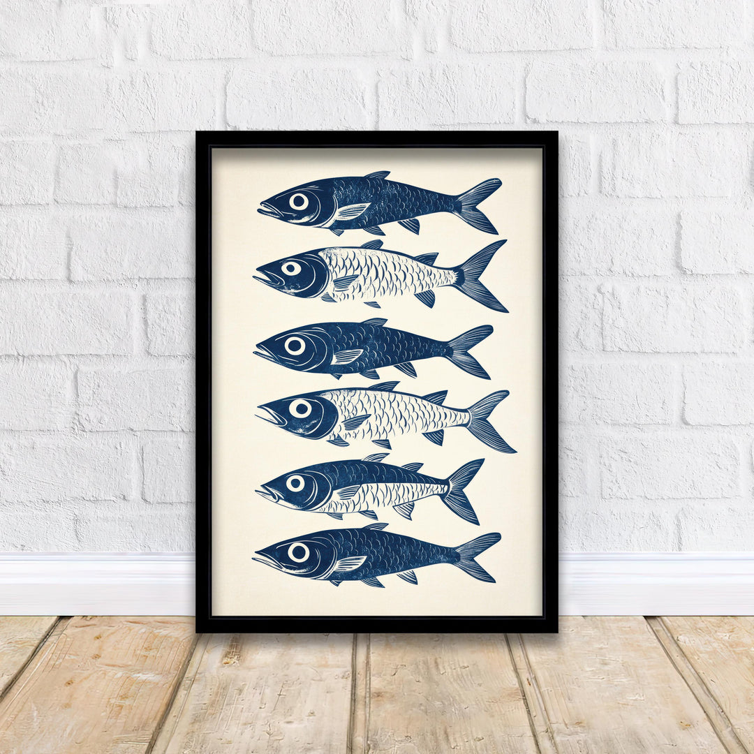 Mackerel Kitchen Poster Vintage Fish Art Print Coastal Kitchen Decor Nautical Wall Art for Cozy Homes and Seafood Lover Inspired Spaces