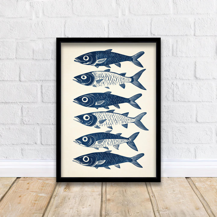 Mackerel Kitchen Poster Vintage Fish Art Print Coastal Kitchen Decor Nautical Wall Art for Cozy Homes and Seafood Lover Inspired Spaces