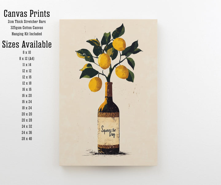 Squeeze The Day Lemon Tree Art Print Whimsical Kitchen Wall Art Vintage Botanical Poster for Cozy Homes and Citrus Inspired Decor