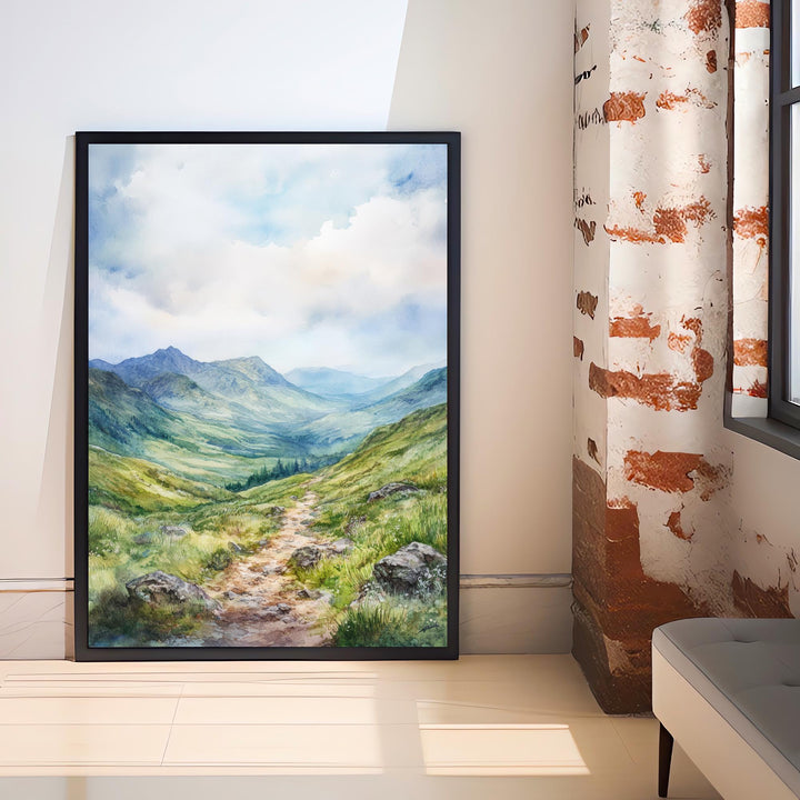 Braemar Scotland Watercolor Painting Highland Village Art Braemar Print Scenic River and Mountain Decor