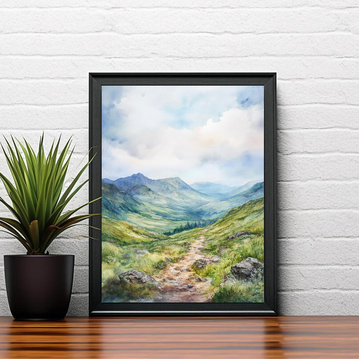 Braemar Scotland Watercolor Painting Highland Village Art Braemar Print Scenic River and Mountain Decor
