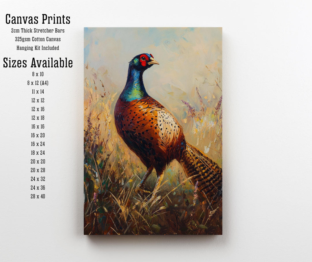 Pheasant in Field Art Print Rustic Countryside Poster Vintage Nature Wall Art for Cozy Homes Cottagecore Decor and Bird Lover Spaces