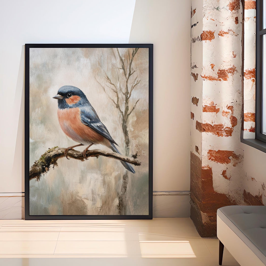 Chaffinch Bird Art Print Vintage Nature Poster Woodland Wall Decor for Cottagecore or Rustic Living Room