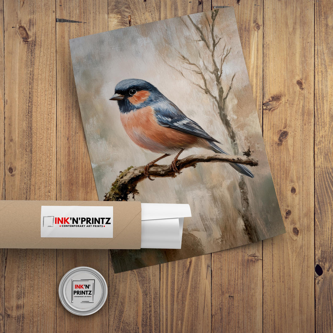 Chaffinch Bird Art Print Vintage Nature Poster Woodland Wall Decor for Cottagecore or Rustic Living Room