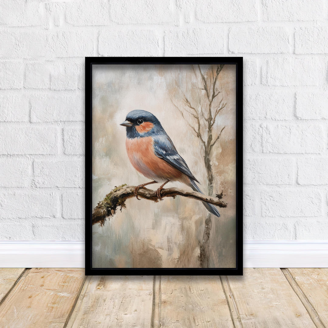 Chaffinch Bird Art Print Vintage Nature Poster Woodland Wall Decor for Cottagecore or Rustic Living Room