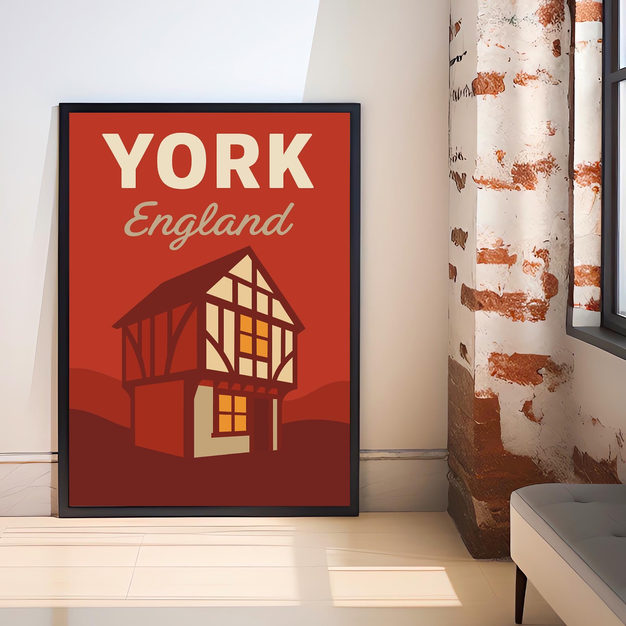 York England Vintage Travel Poster York Art Scenic City Decor York Print Historic England Gift for England Lovers Wanderlust
