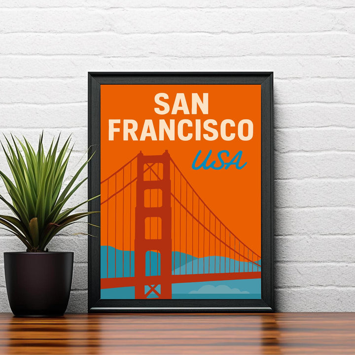San Francisco Vintage Travel Poster Golden Gate Bridge Art San Francisco Print Scenic City Decor Gift for San Francisco Lovers Wanderlust
