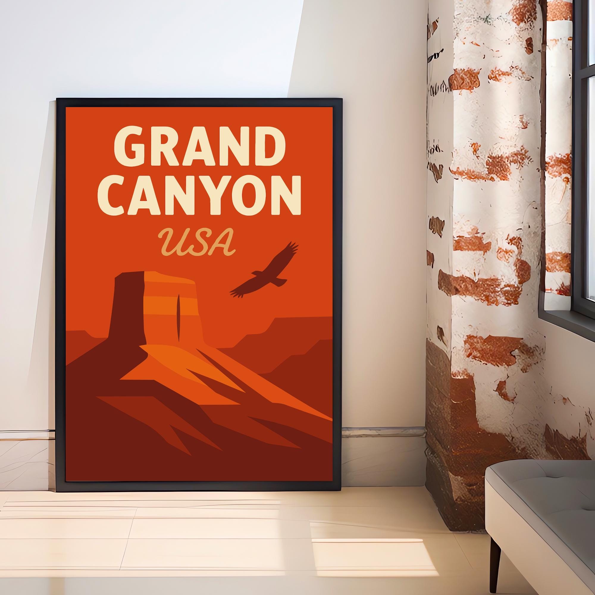 Grand Canyon Vintage Travel Poster Grand Canyon Art Grand Canyon Print Scenic Desert Decor Gift for Nature Lovers Wanderlust Art
