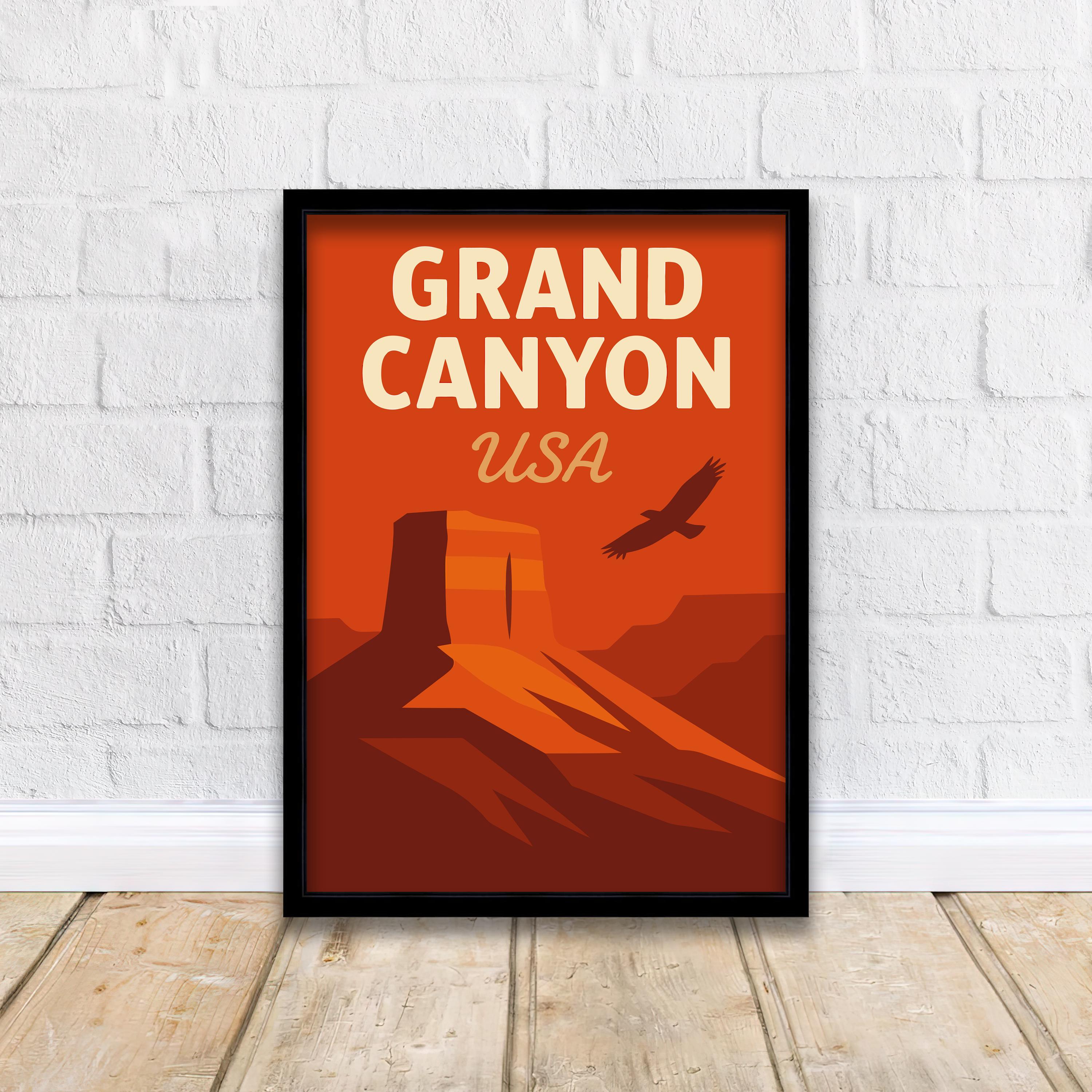Grand Canyon Vintage Travel Poster Grand Canyon Art Grand Canyon Print Scenic Desert Decor Gift for Nature Lovers Wanderlust Art
