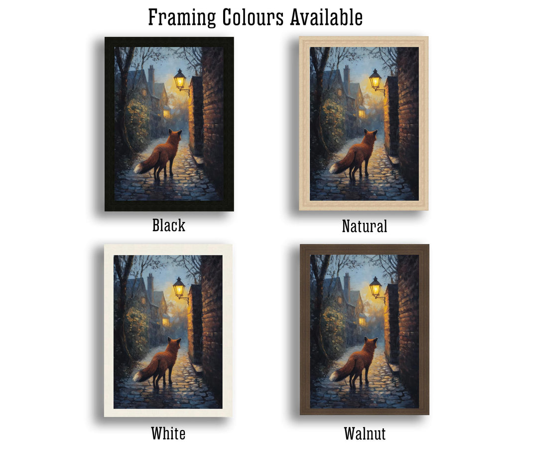 Urban Fox Under Streetlamp Poster Cottagecore Wall Art Cozy Animal Print for Rustic or Storybook Inspired Home Decor