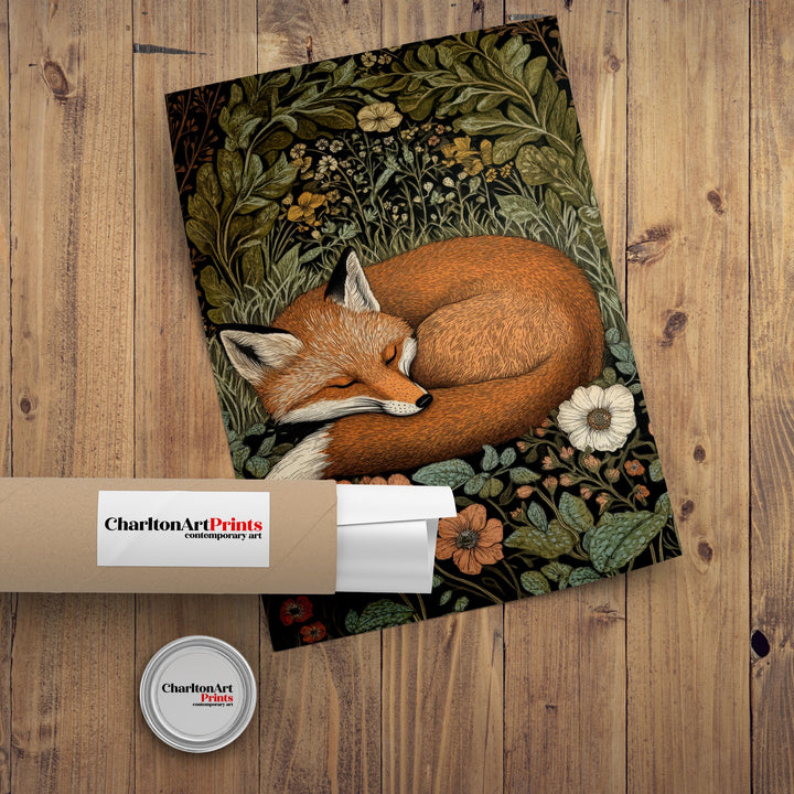 William Morris Fox Print Arts and Crafts Style Animal Poster Rustic Cottagecore Wall Art for Nature-Inspired Interiors