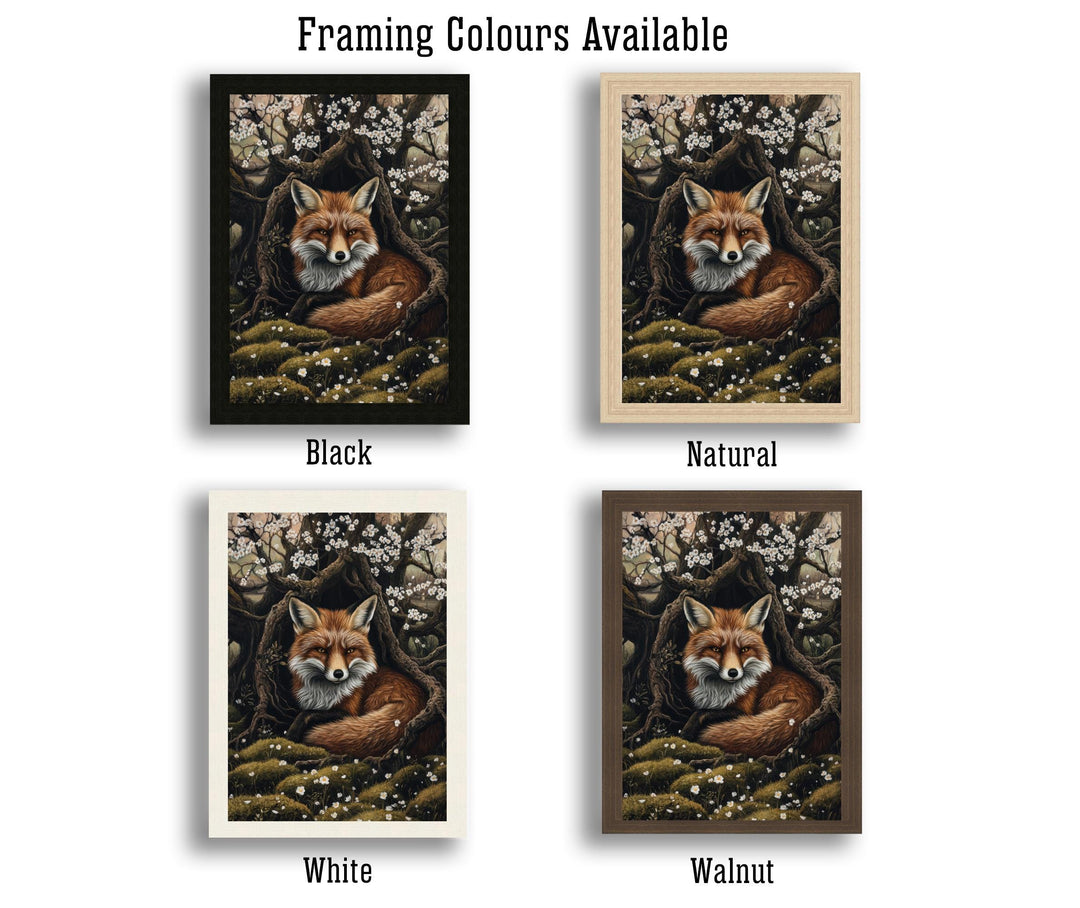 Fox Among Hawthorn Roots Poster Cottagecore Decor Dark Academia Art Enchanted Wildlife Illustration Vintage Nature Wall Art