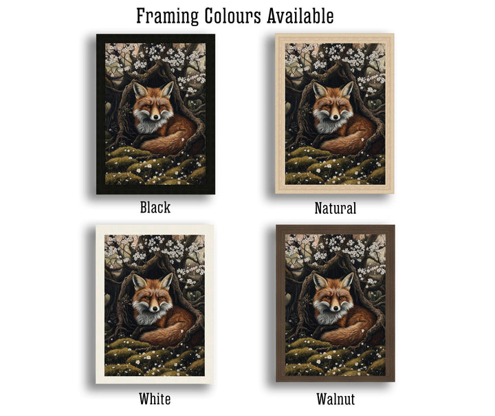 Fox Among Hawthorn Roots Poster Cottagecore Decor Dark Academia Art Enchanted Wildlife Illustration Vintage Nature Wall Art