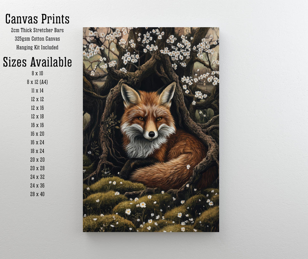 Fox Among Hawthorn Roots Poster Cottagecore Decor Dark Academia Art Enchanted Wildlife Illustration Vintage Nature Wall Art
