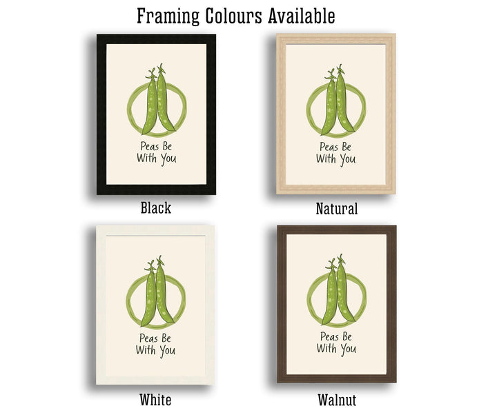 Peas Be With You Poster Funny Vegetable Kitchen Art Whimsical Food Print for Cozy Dining Decor or Cottagecore Homes