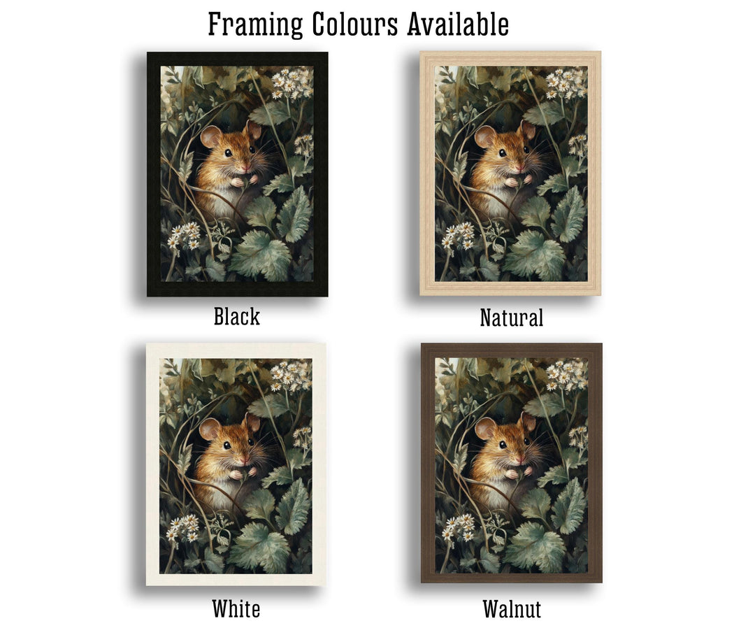 Mouse Among the Nettles Poster Cottagecore Decor Dark Academia Art Enchanted Wildlife Illustration Vintage Nature Wall Art