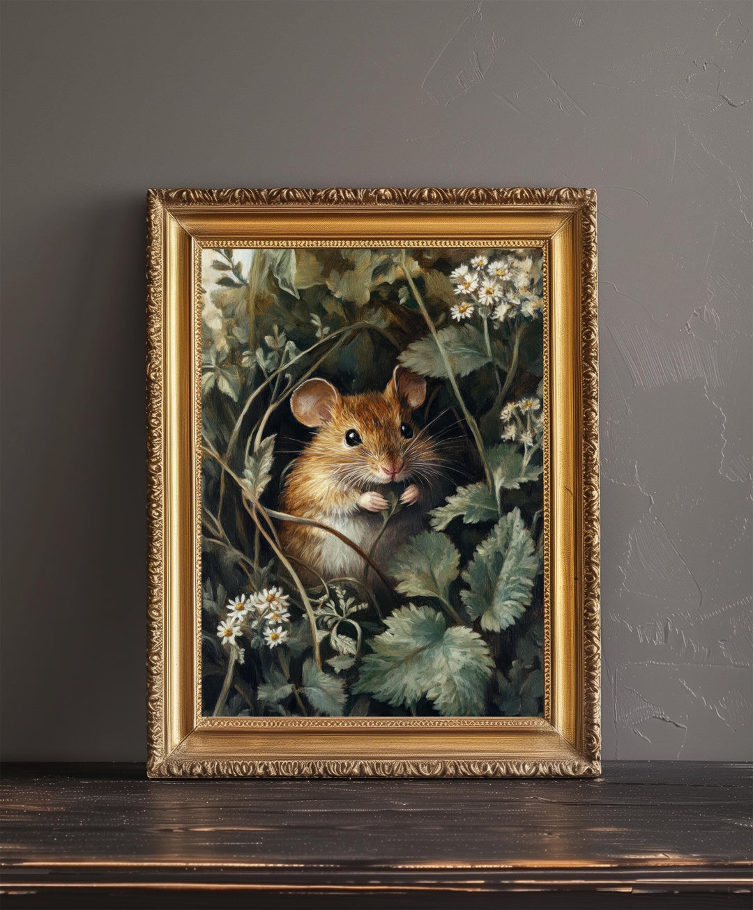 Mouse Among the Nettles Poster Cottagecore Decor Dark Academia Art Enchanted Wildlife Illustration Vintage Nature Wall Art