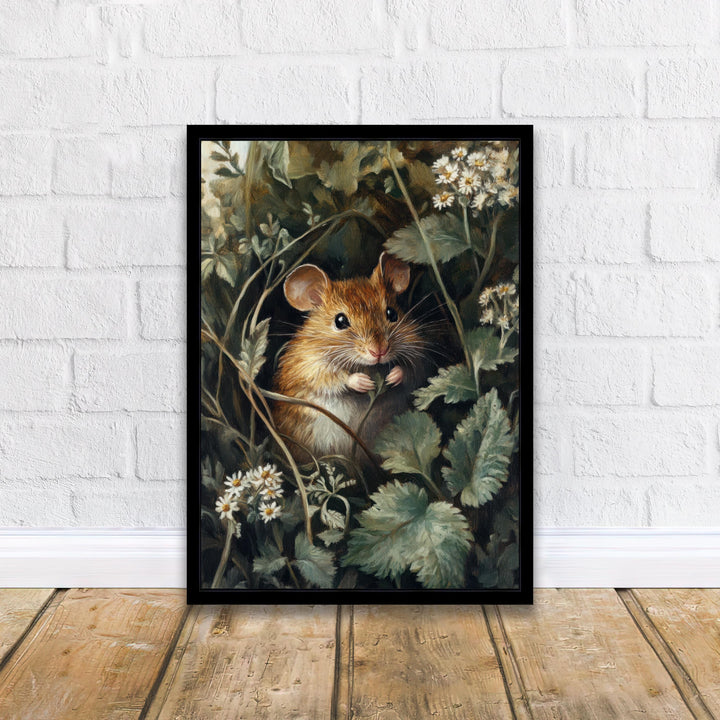 Mouse Among the Nettles Poster Cottagecore Decor Dark Academia Art Enchanted Wildlife Illustration Vintage Nature Wall Art