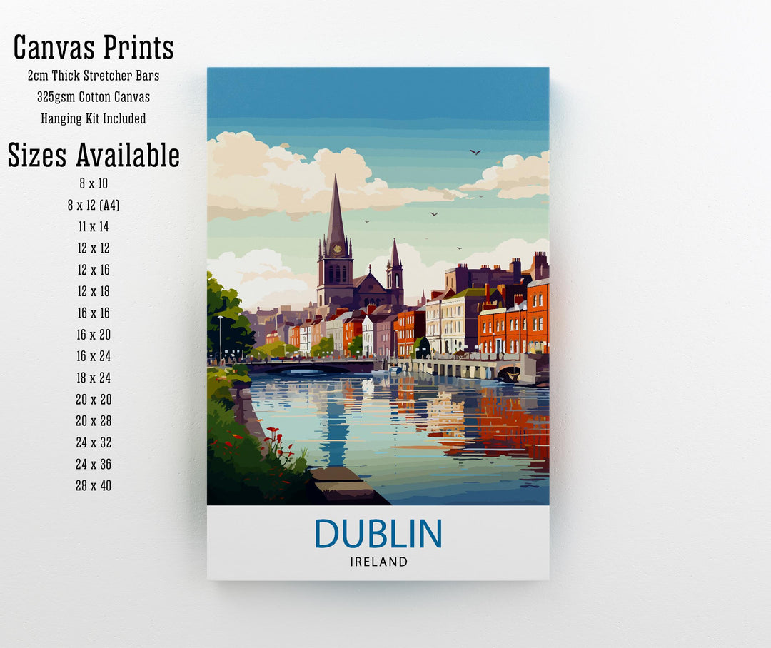 Dublin Ireland Cityscape Print Lively Temple Bar Scene Dublin Wall Art Historic Georgian Doors Illustration Irish Pub Poster Cultural Decor